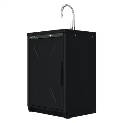 Armoire basse avec évier en inox et 1 étagère_2