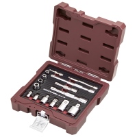 Steckschlüssel-Zubehör-Satz, ¼"+3/8"+½", 15-tlg._0