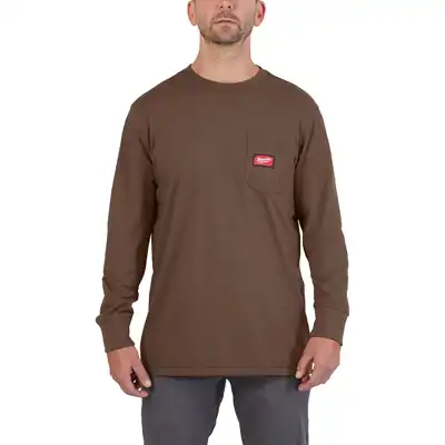 Arbeits-T-Shirt langarm - braun XXL, Milwaukee_1