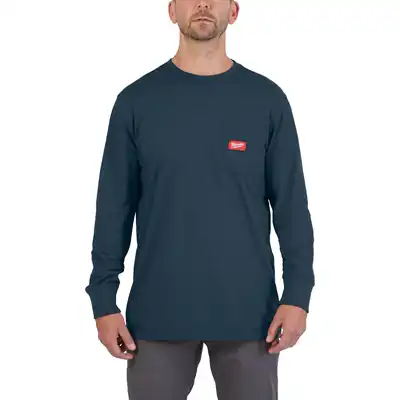 Arbeits-T-Shirt langarm - blau S, Milwaukee_0