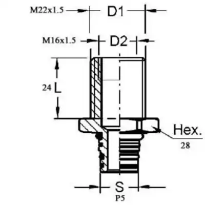 Inesto girevole M22x1,5/M16x1,5mm P5 RAUFOSS_1