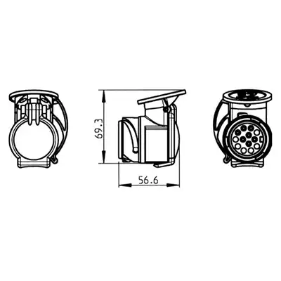 Steckdosenadapter 13/7Pol kurz mit Einhandschiene_1