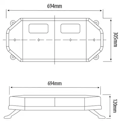 LED Warnbalken Eclipse 12-24V, 694x305x121mm_1