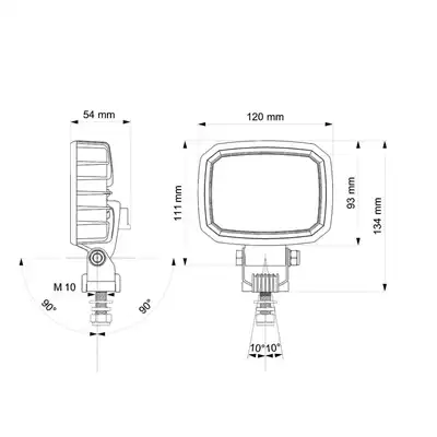 Faro da lavoro LED rettangolare 120X90mm, conn DT_1